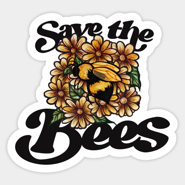 Save The Bees Honey Bee Pollinators Sticker by bubbsnugg